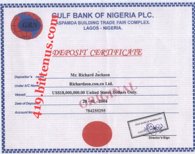Deposit Certificate