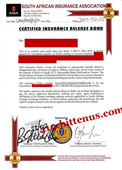 Certified Insurance Release Bond