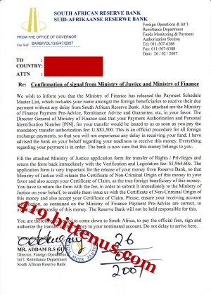 Confirmation of signal from Ministry of Justice and Ministry of Finance