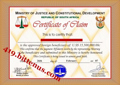 Certificate of Claim