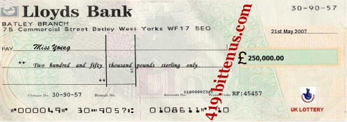 Lloyds Bank, £250,000 - 21st May 2007