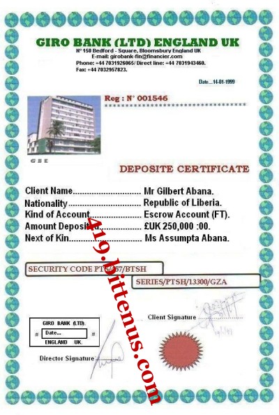 Deposit Certificat