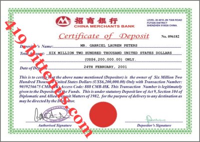 Certificates of Deposit China