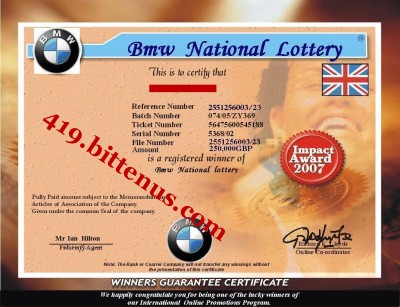 Bmw Lottery Winning Certificates 419 Fraud
