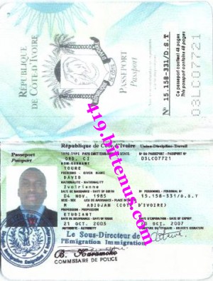 David Toure passport