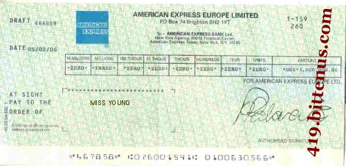American Express Europe Limitd, US$3,000,000
