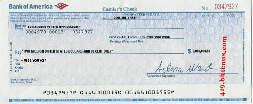 Bank of America, $2,000,000 - 2006 july 25th