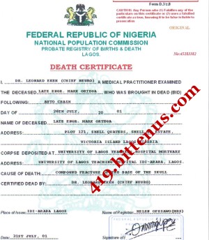 Death Certificates Nigeria