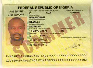 fake passports passport south nigeria africa genuine documents stanley scam email following